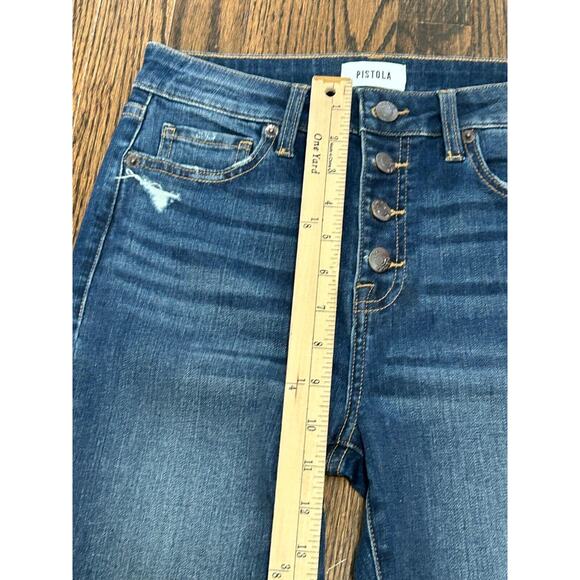 PISTOLA Jeans Women's Size 27 Blue Denim Flat Front Button Fly Straight Leg - Picture 5 of 8
